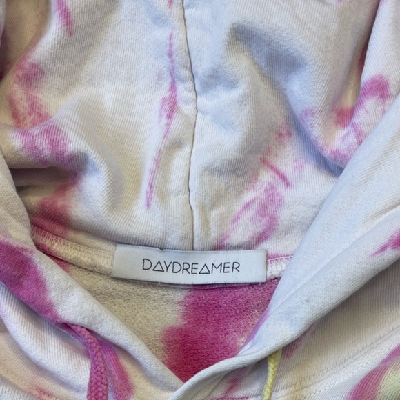 Daydreamer LA Oversized Pink Yellow Tie Die Long Sleeve Hoodie - Medium - Picture 4 of 10